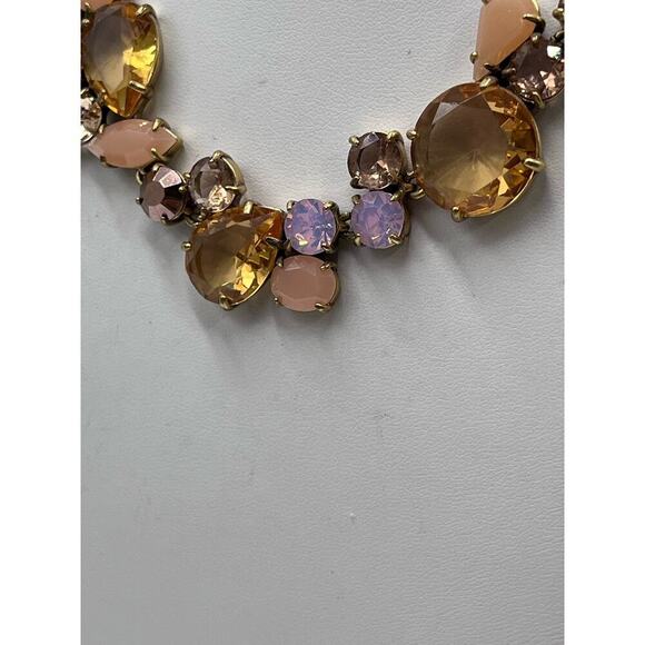J. Crew Asymmetrical Statement Crystal Necklace Metallic Pink MultiColor - Picture 9 of 16